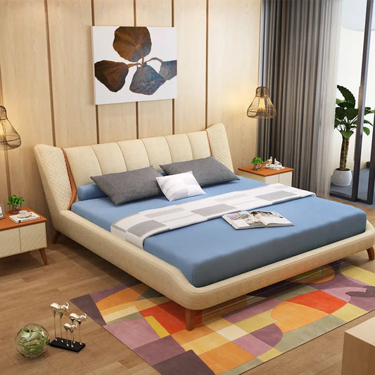 1.5 or 1.8 m new arrivel  solid wood frame fabric soft bedroom furniture  #CE-100