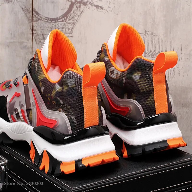 New Designer Men's Shoes Print Punk Hip Hop Casual Shoes Fashion High Tops Sneakers Height Increasing Shoes Zapatillas