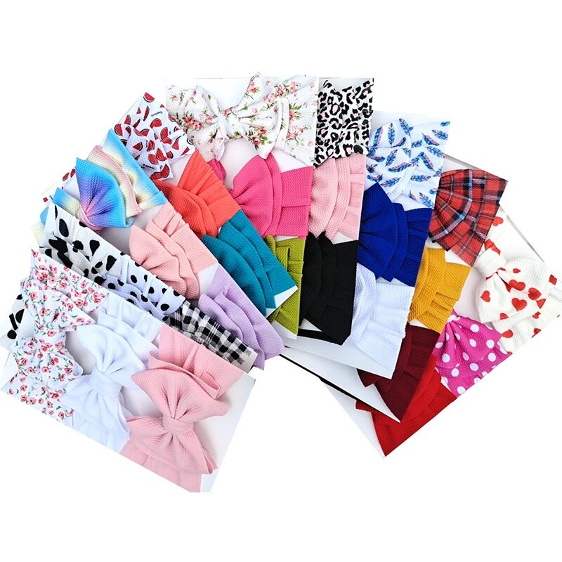 3Pcs/set Baby Girls Headbands Solid Color Knot Hairbands Newborn Grainy Headwear Set Hair Accessories 0-4years