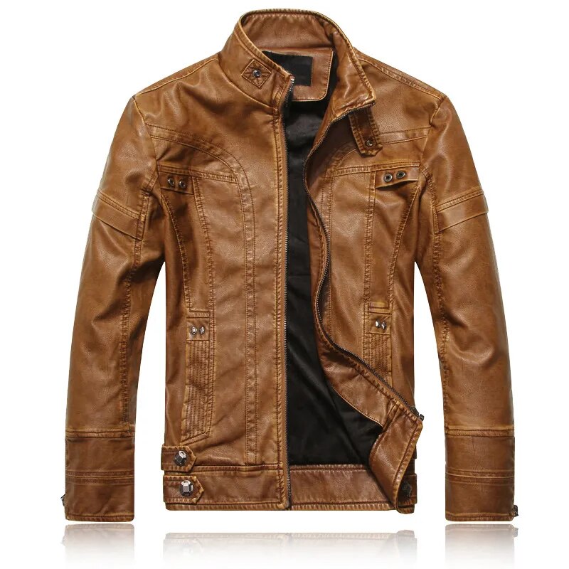New arrive brand motorcycle leather jacket men men's leather jackets jaqueta de couro masculina mens leather coats - KAISERINC