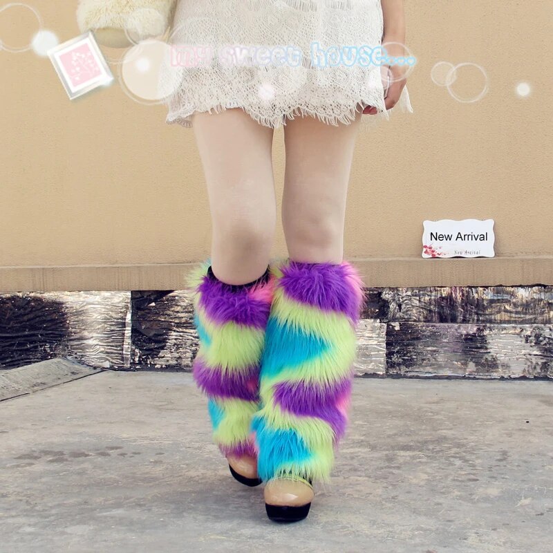 2019 Fur Leg Warmer Women Furry Leg Warmers Hengreda Girls Boot Cuff Plush Leg Cover for Party Music Festival Night Club