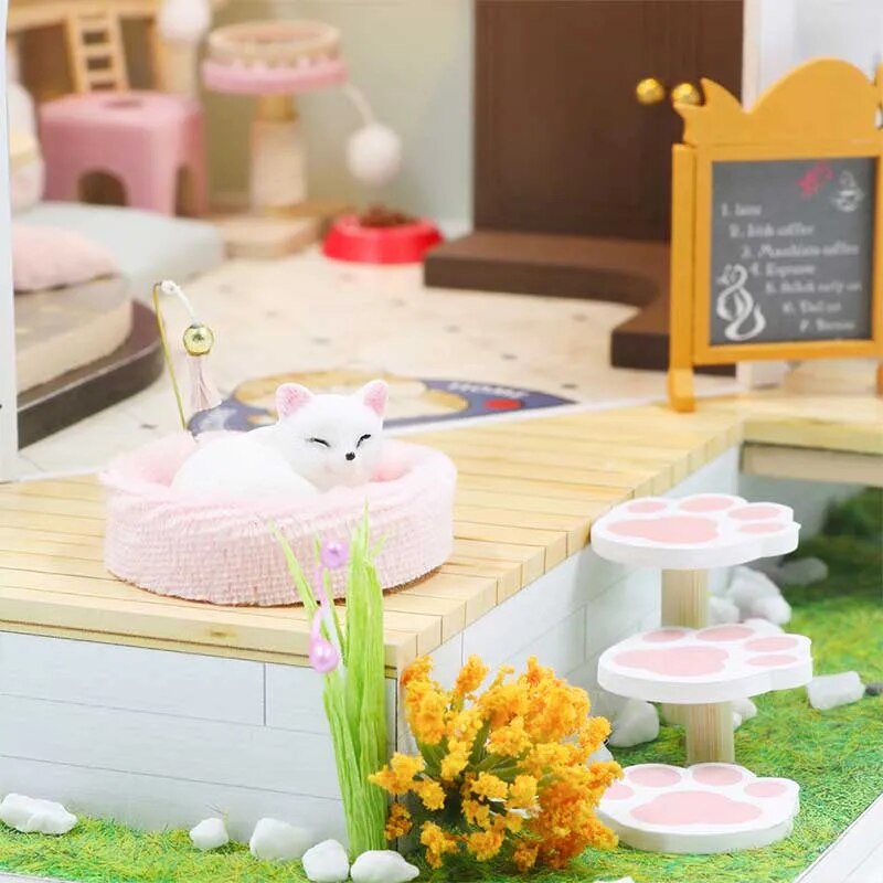 CUTEBEE DIY Dollhouse Kit Wooden Doll Houses Miniature Furniture Kit Casa With Dust Cover Led Toys for Children Birthday Gift