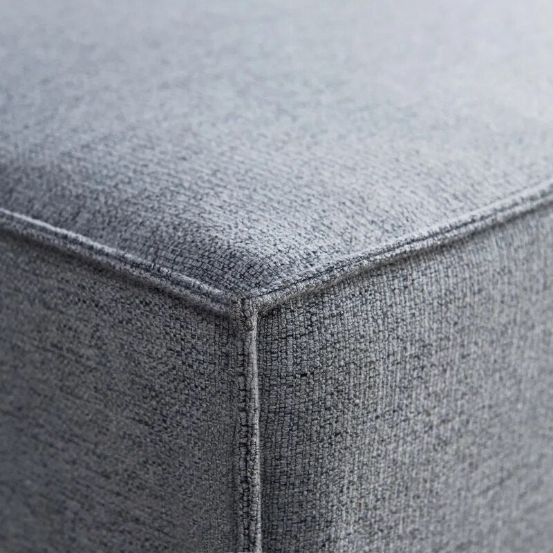 L-Shape Sofa Linen Sectional Sofa With Wide Armrest-Grey Modern 3 Seater Sectional Couch with Ottoman Living Room Furniture Sets