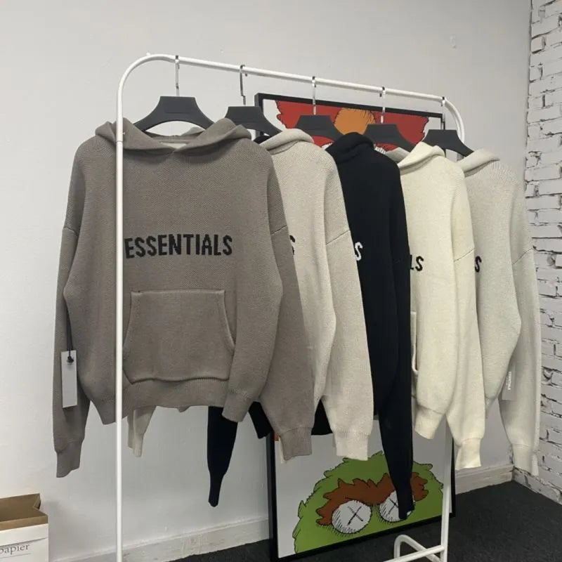 Knitted Pullover Kanye West Hooded Men's Women's Sweater Trend Streetwear Oversized Casual Knit Hoodies Men's Clothing Sweaters
