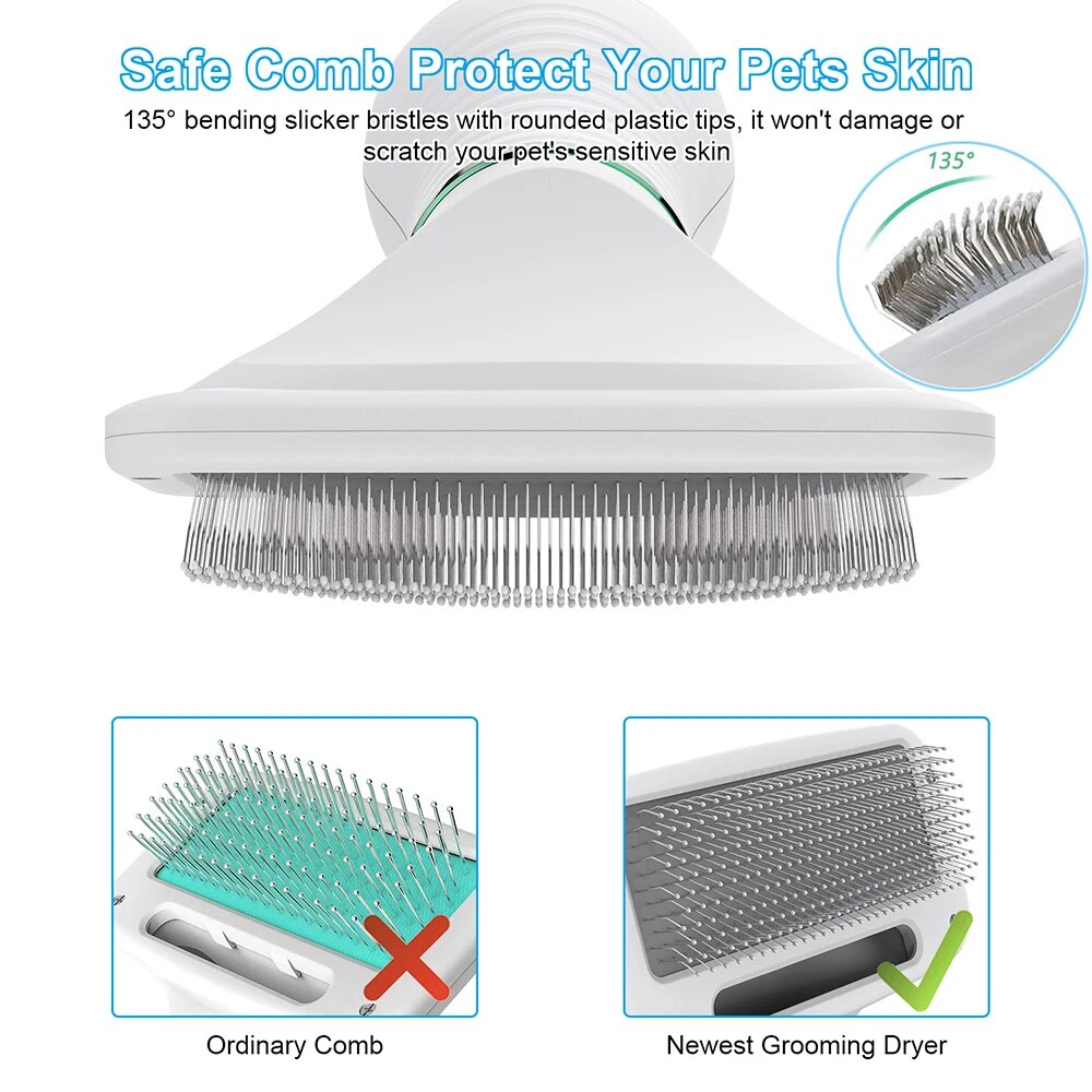 BIEMLERFN 2-In-1 Portable Pet Dog Dryer Dog Hair Dryer And Comb Brush Pet Grooming Dryer Cat Hair Comb Dog Fur Blower Low Noise