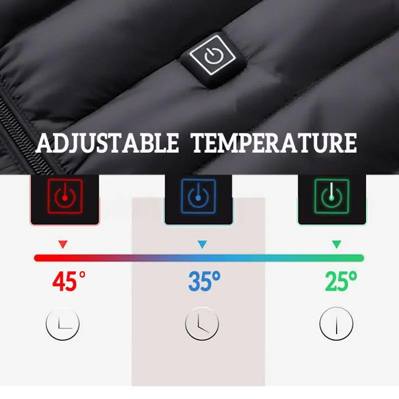 Women USB Electric Battery Heated Jackets Outdoor Long Sleeves Heating Hooded Coat Jackets Warm Winter Thermal Cotton clothes - KAISERINC
