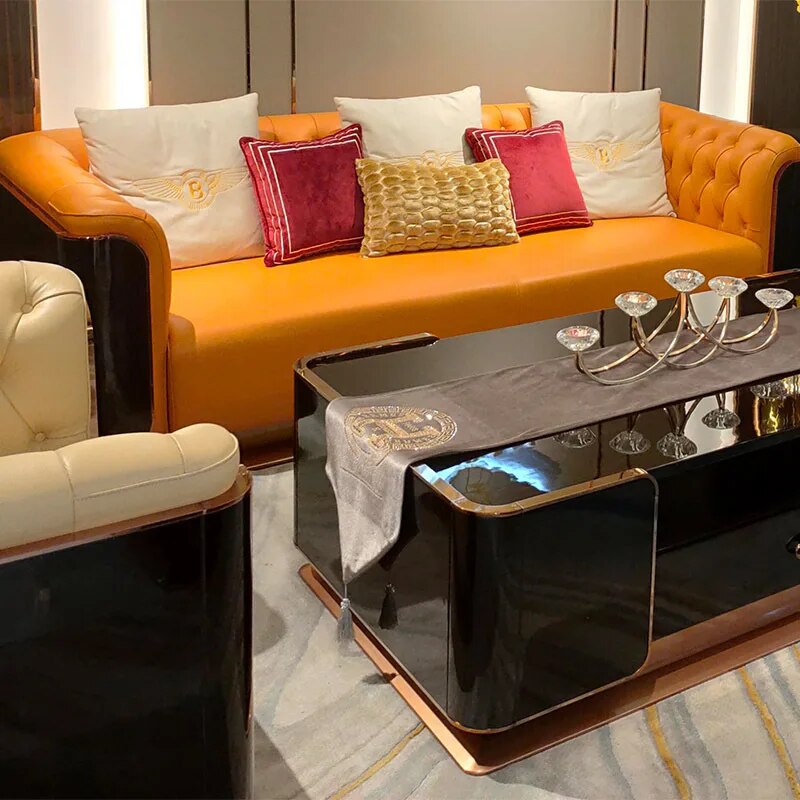 Light luxury first floor cattle villa living room combination sofa furniture