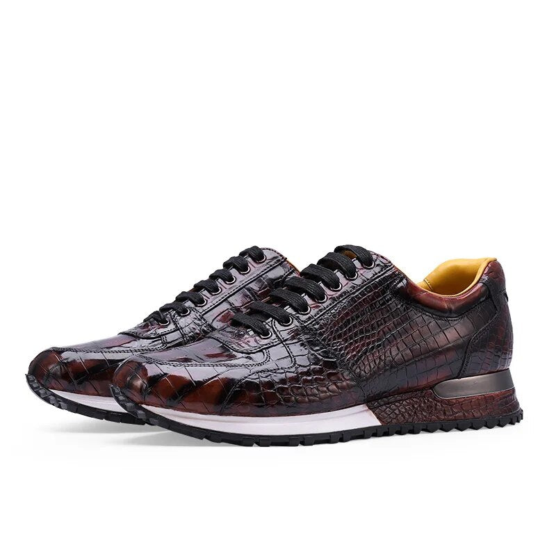 Luxury Sport Leather Shoes Handmade High-end Comfortable Sneakers For Men Blue Wine Green Colours
