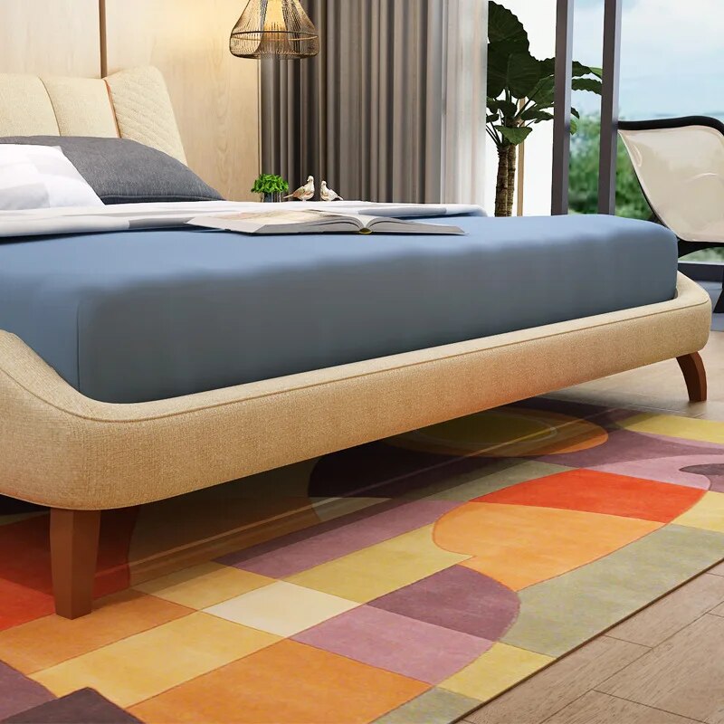 1.5 or 1.8 m new arrivel  solid wood frame fabric soft bedroom furniture  #CE-100