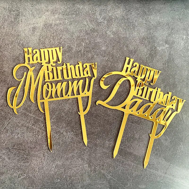 New Happy Anniversary Acrylic Cake Topper Mommy Daddy Acrylic Cupcake Topper For Wedding Birthday Party Cake Decorations 2022