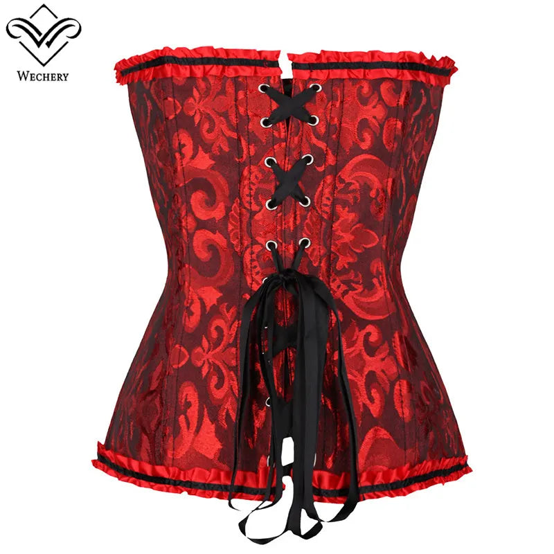 Gothic Corset Corselette Women's Corsets Steampunk Plus Size Overbust Corsage White Bodice Tops Sexy Lace Up Bustier S-6XL