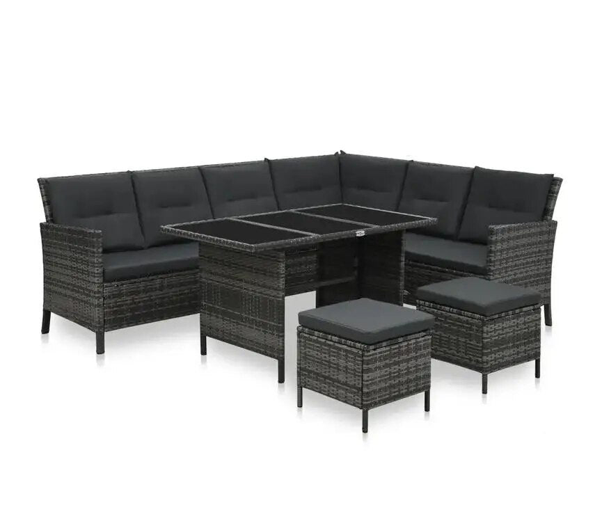 4 Piece Rattan Garden Furniture Sofa Set Brown Sofa Wicker Weave 9 Seater Patio Conservatory Luxury Grey only ship to UK