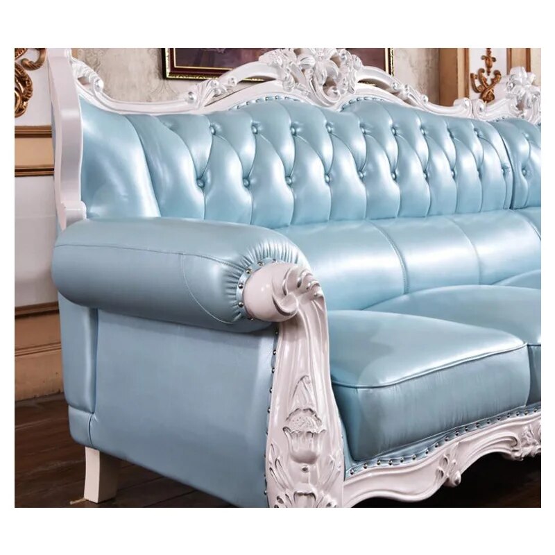 high quality  European  antique living room sofa furniture genuine leather set xhs005