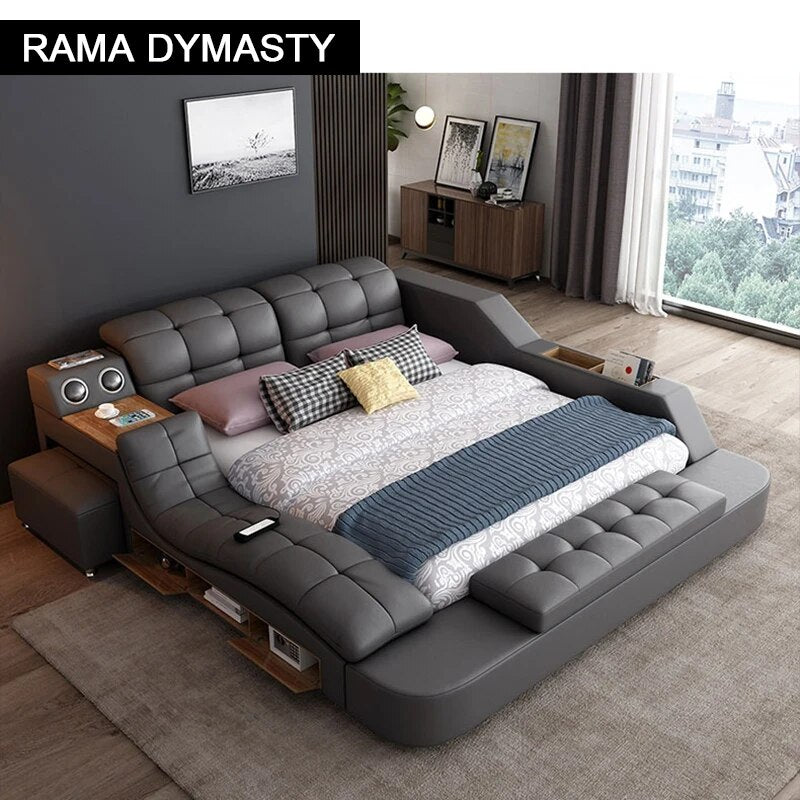 Leather Bed Frame Massage Home Bedroom Furniture Camas Lit Muebles De Dormitorio Yatak Mobilya Quarto Bet