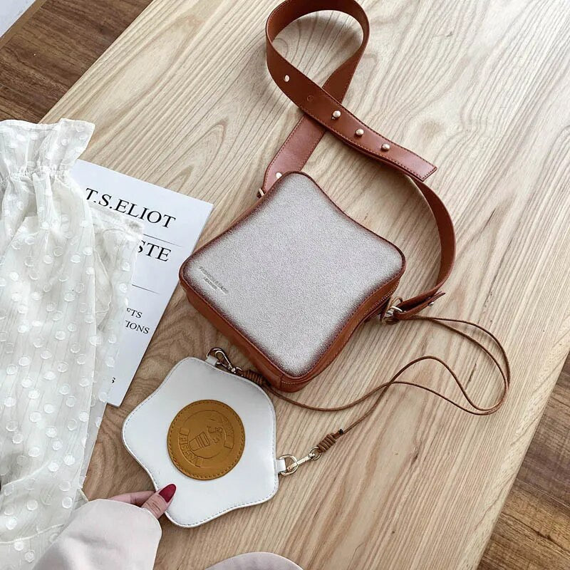 Fun Toast Design Crossbody Bag Pu Leather Fashion Women Purses and Handbags Girl's  Shoulder Bag Female Clutch Bag 2021 New