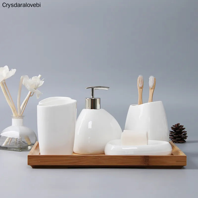 Simple dumb white ceramic Bathroom Accessories Set of bathroom sets of wash sets bathroom suite Ceramic wash supplies