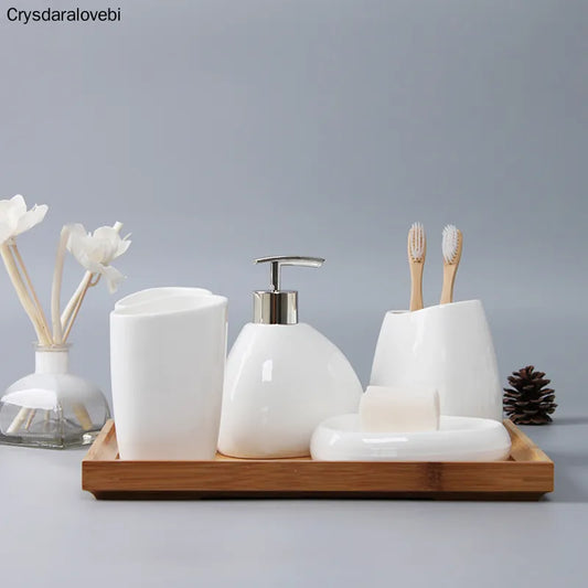 Simple dumb white ceramic Bathroom Accessories Set of bathroom sets of wash sets bathroom suite Ceramic wash supplies