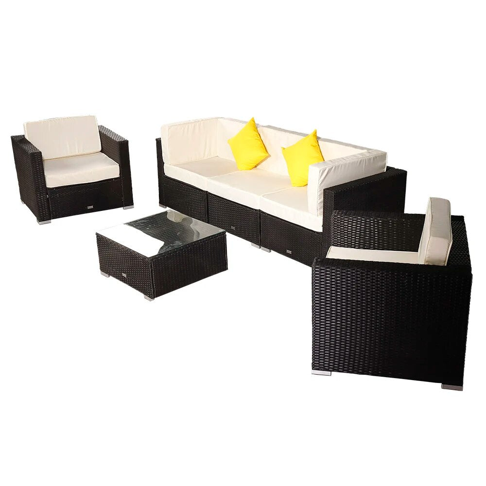 Two Styles Patio Furniture Set 6 Pieces Patio PE Wicker Rattan Corner Sofa Set US Warehouse In Stock