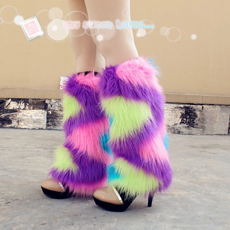 2019 Fur Leg Warmer Women Furry Leg Warmers Hengreda Girls Boot Cuff Plush Leg Cover for Party Music Festival Night Club