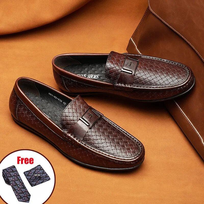 Men Genuine Leather Shoes Male Sneakers Loafer Mens Slip On Coffee Loafers Driving Casual Dress Men's Shoes 2022 Spring