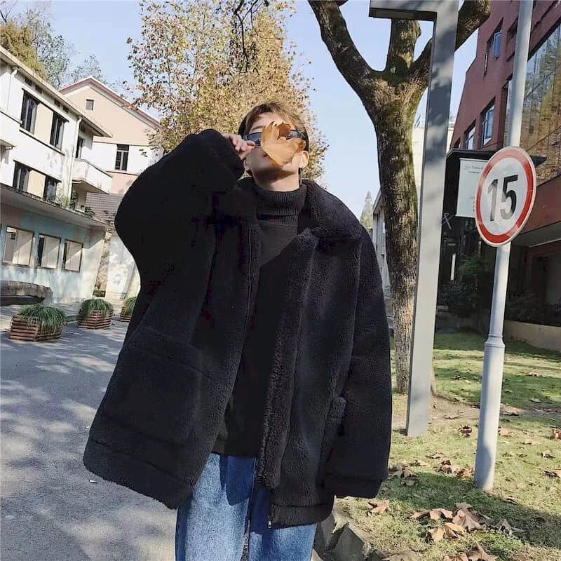 Cotton Thick Lamb Wool Coat Men's 2022 New Winter Padded Jacket Hong Kong Style Student Warm Jacket  Men's Clothing