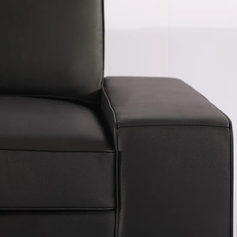 U-BEST New Design Black Genuine Leather Sofa Morden living room furniture leather recliner sofa 3 seats lounge sofa