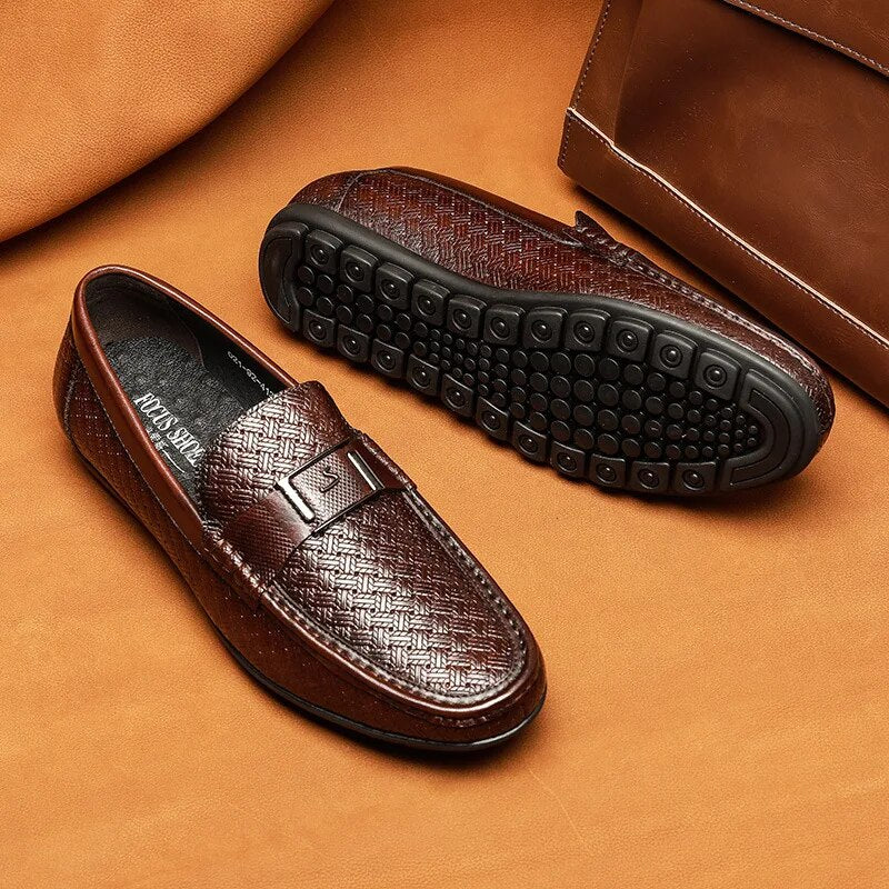 Men Genuine Leather Shoes Male Sneakers Loafer Mens Slip On Coffee Loafers Driving Casual Dress Men's Shoes 2022 Spring