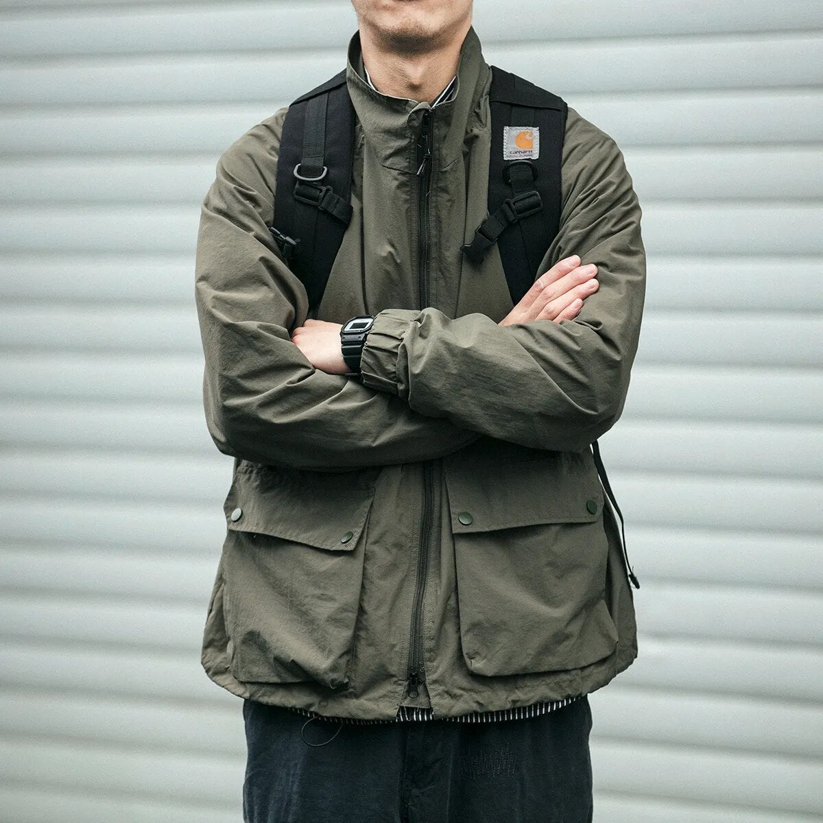 Spring Autumn Fashion Workwear Jacket Men'S Clothing Japanese Streetwear High Quality Stand-Up Collar Outerwear Harajuku Coat