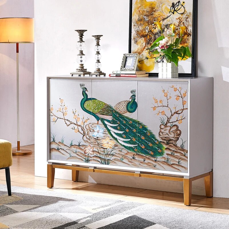 Nordic luxury porch bucket cabinet silver foil locker into the living room retro bucket cabinet living room furniture