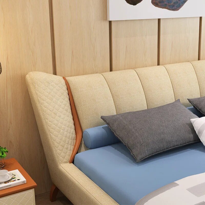 1.5 or 1.8 m new arrivel  solid wood frame fabric soft bedroom furniture  #CE-100