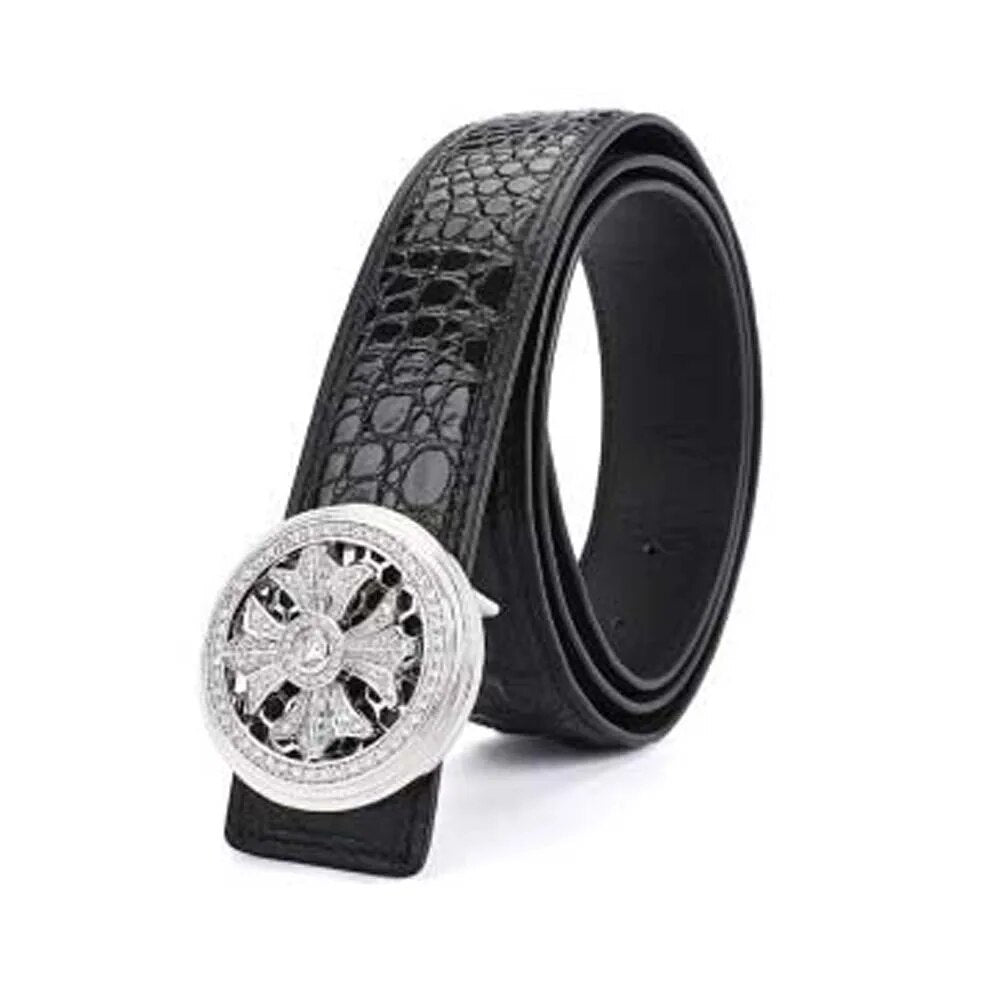 menggeka buckle  rotate men crocodile leather male  belt  male  crocodile skin  belt  male