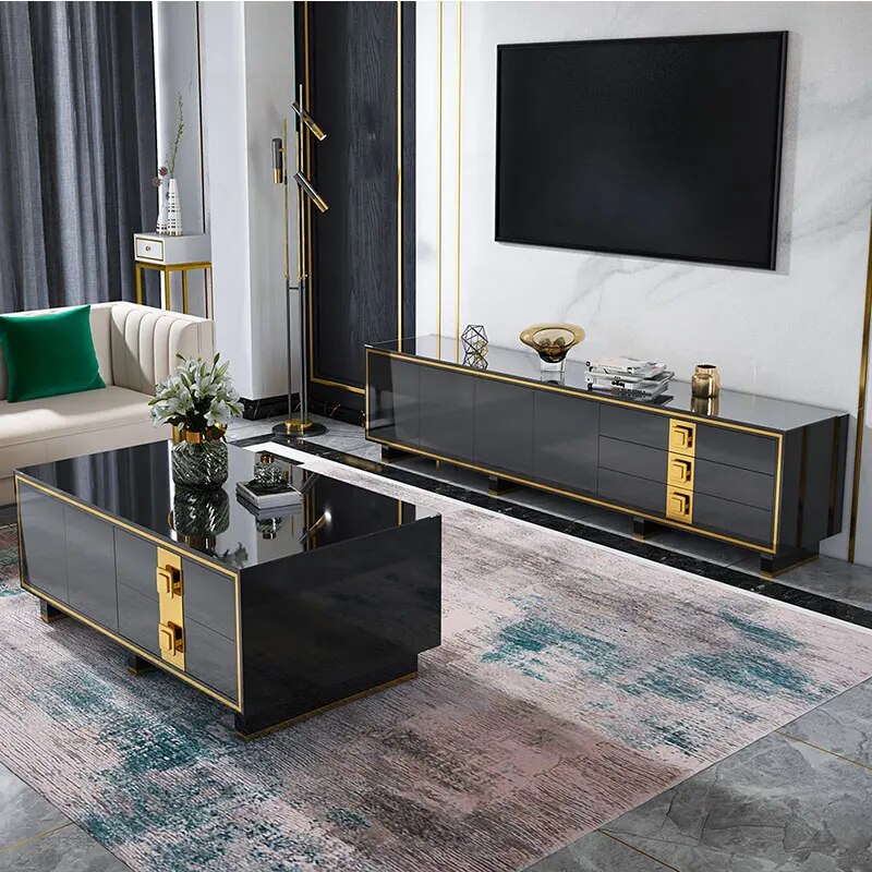 High end glass tea table Higher living room furniture tv cabinet and coffee table  tv stand for bedroom