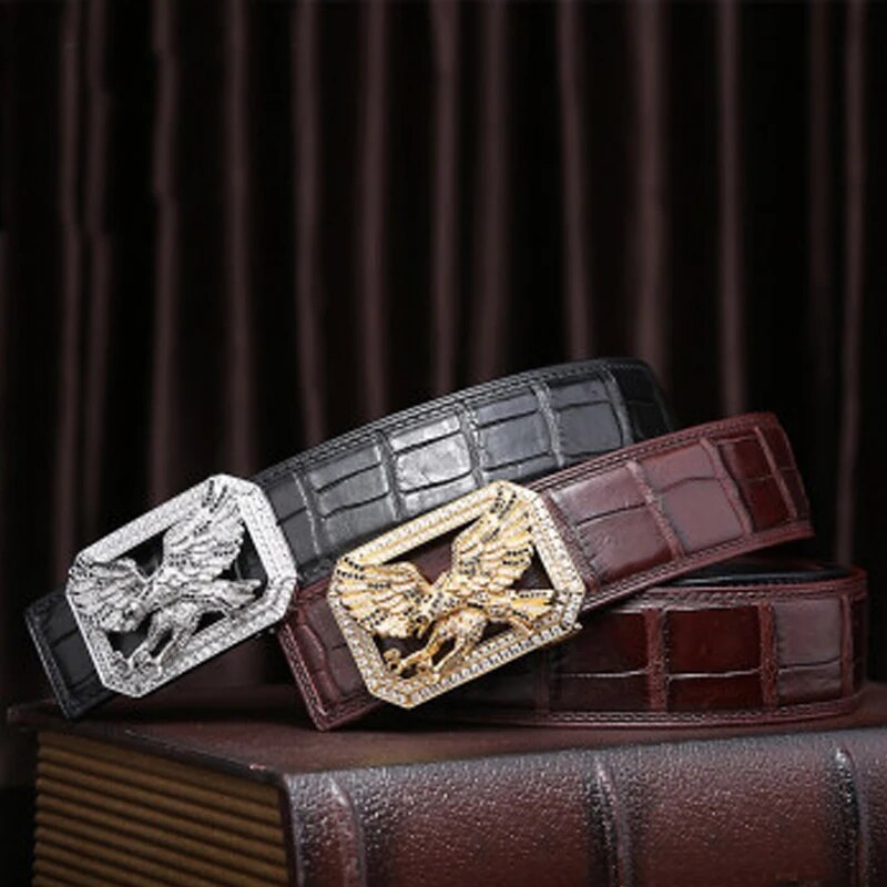 VVBrown  new Stainless steel  Plate buckles  crocodile  Men belt  Smooth buckle  men crocodile belt  male belt brown black