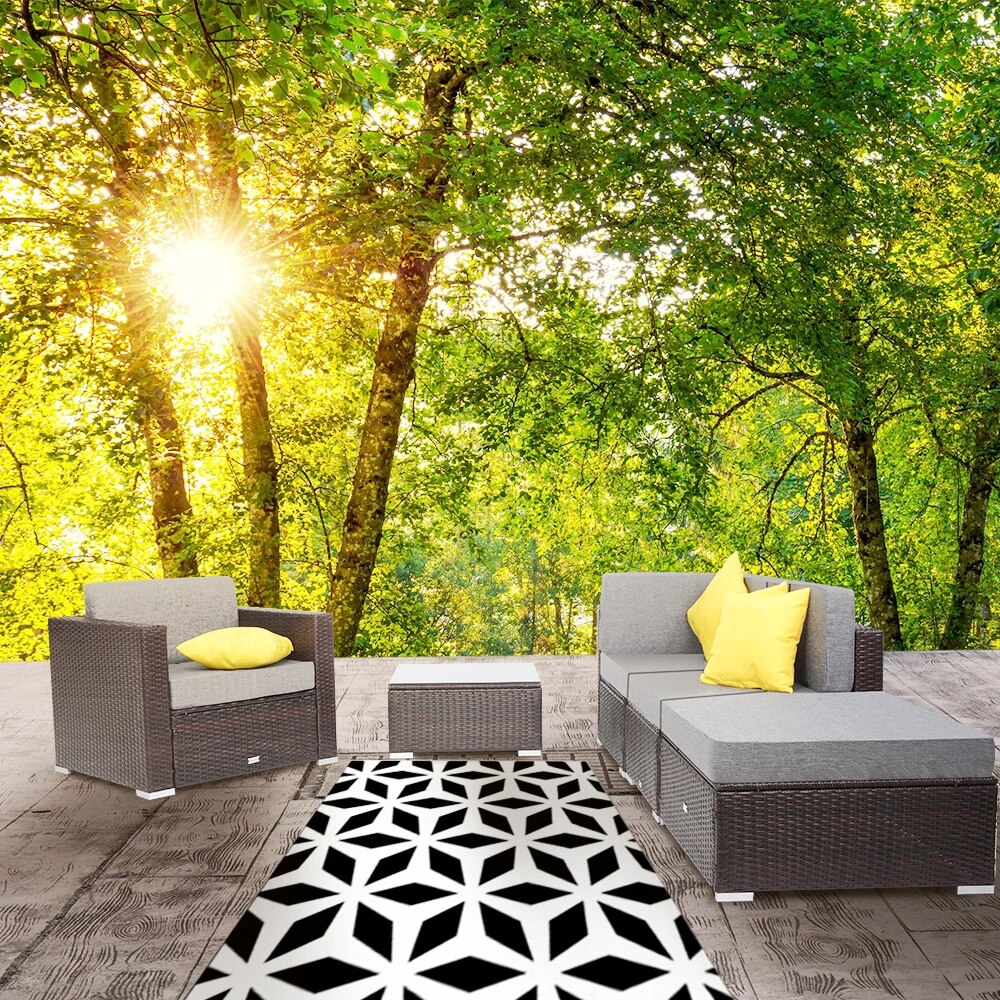 US Warehouse 5 Pieces Patio PE Wicker Rattan Sofa Set  Patio Furniture Set In Stock