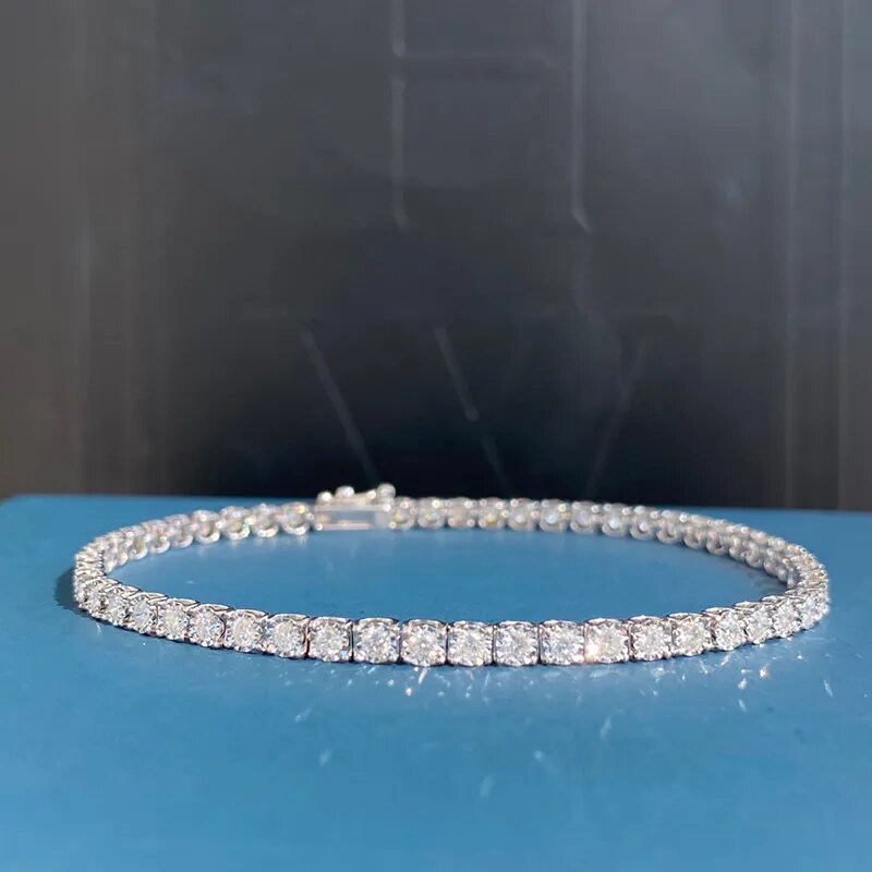 Aazuo Real 18K White Gold Real Diamond 1.0-2.0ct Trapezium Bull head Tennis Bracelet For Woman Upscale Trendy  Engagement Party