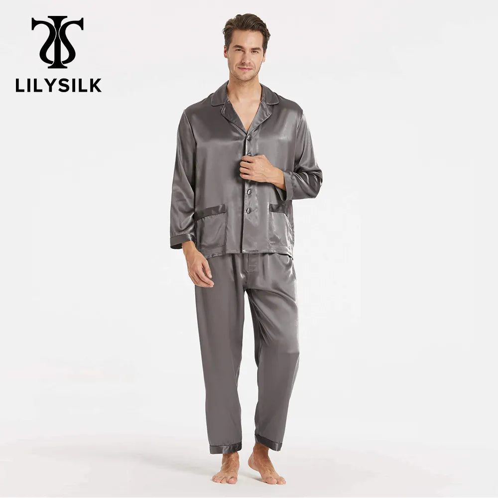 LILYSILK 100 Silk Pajamas Set Men Long 22 momme Luxury Natural Mulberry Silk Men's Clothing Free Shipping
