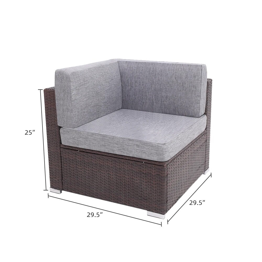 Two Styles US Warehouse 5 Pieces Patio PE Wicker Rattan Corner Sofa Set Patio Furniture Set In Stock  for the outdoors and Patio