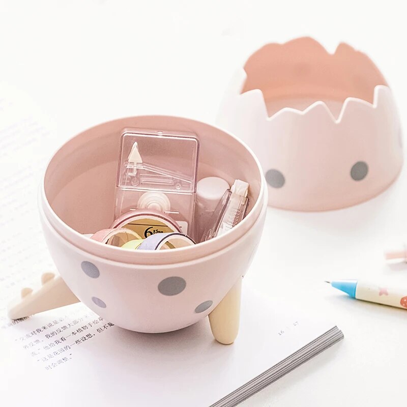Kawaii dinosaur egg pen holder large capacity cute cartoon desktop stationery storage box office multi-function pen holder