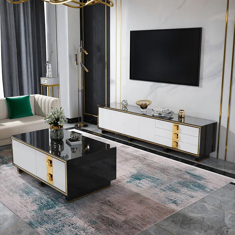 High end glass tea table Higher living room furniture tv cabinet and coffee table  tv stand for bedroom