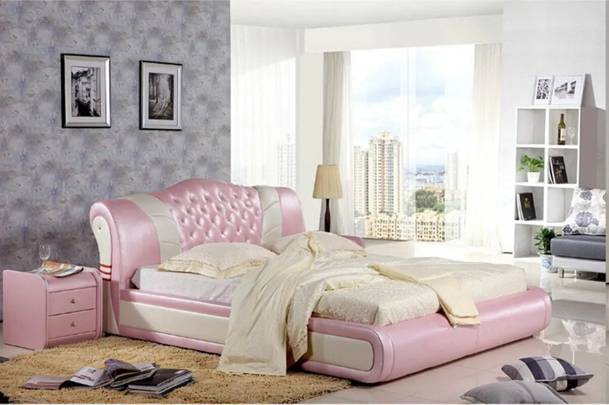 High quality factory price royal large king size  leather soft bed bedroom furniture soft bed 1159