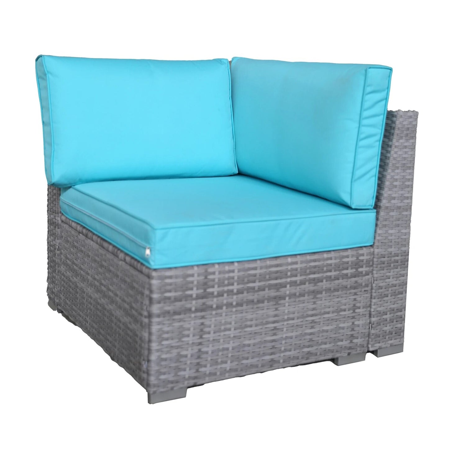 Oval Shape Outdoor Patio PE Rattan Wicker Furniture 6 Pcs Set Sectional 2 Middle+2 Armrest+1 Corner Sofa+1 Tea Table[US-W]