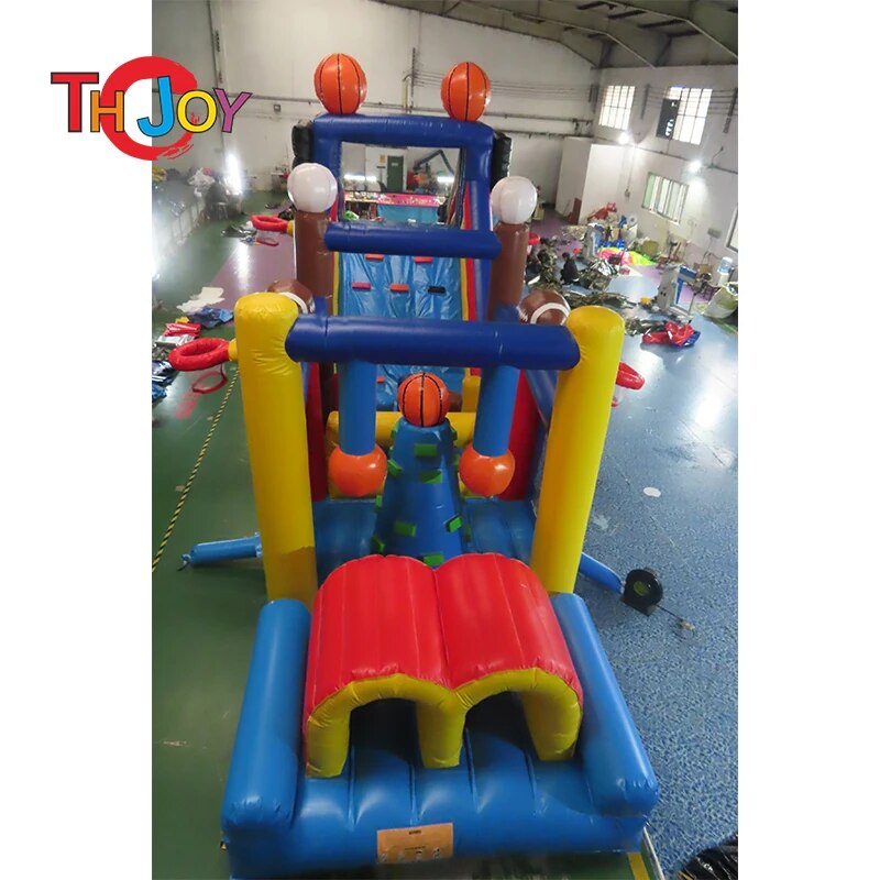 free sea ship to port, football baseball basketball soccer sport theme commercial inflatable obstacle course for kids