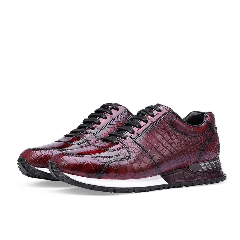 Luxury Sport Leather Shoes Handmade High-end Comfortable Sneakers For Men Blue Wine Green Colours