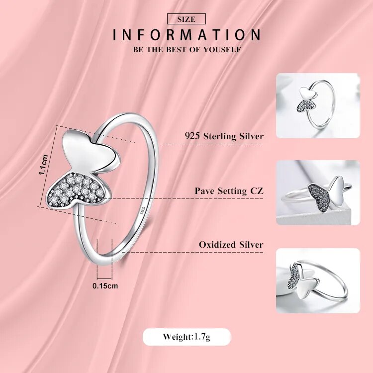 Modian 100% Real 925 Sterling Silver Butterfly Jewelry Sets Classic Simple With 5A CZ Ring Vintage Pendant Necklace For Women