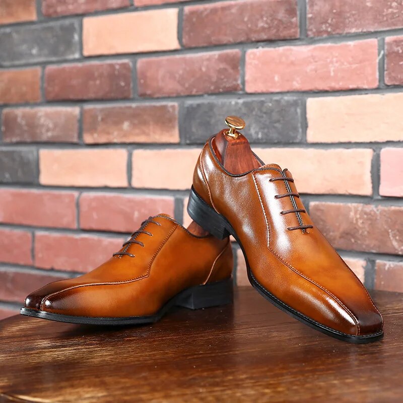 Men Genuine cow leather brogue wedding Business mens casual flats shoes 2020 black vintage oxford shoes for men's shoes