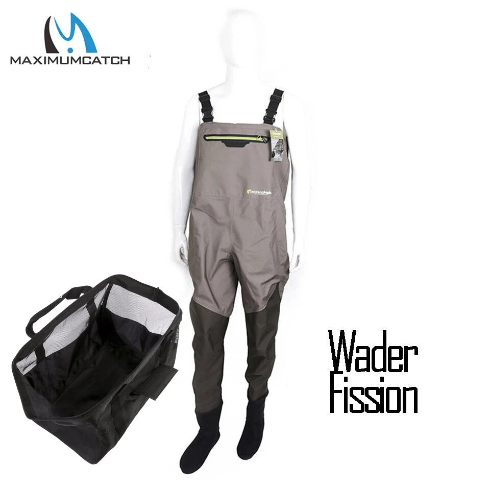 Maximumcatch Outdoor Stocking Foot Light Weight Breathable Fly Fishing Wader Waterproof Wading Pants with Bag