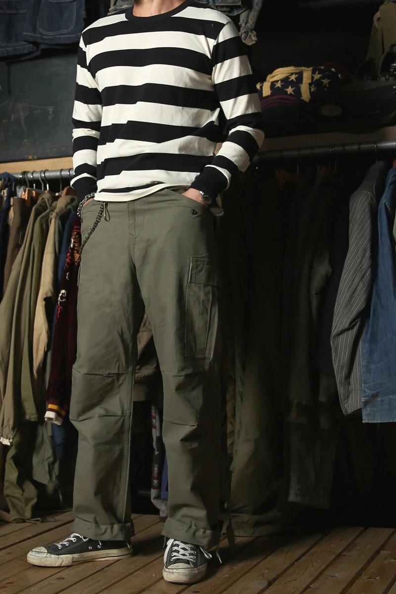NON STOCK Prison Striped Long Sleeve Tee Shirts Vintage Mens Motorcycle T-Shirt