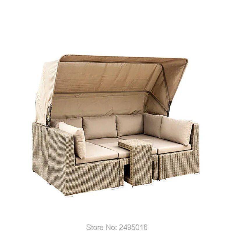 5pcs Wicker Sofa set rattan Sectional Daybed Outdoor Rattan Furniture couch Sets for swmingpool