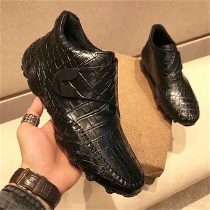 New Men's Shoes Fashion Crocodile pattern Men's High Help Shoes Fashion Short Boots Leisure Soft Boots