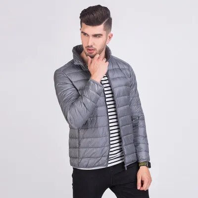 Men Winter Puffer Jacket 2023 New Ultra Light 90% White Duck Down Jackets Casual Portable Winter Coat for Men 4XL 5XL 6XL - KAISERINC